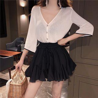 3/4 Sleeve Cardigan / A-line Skirt