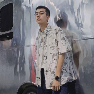 Short-sleeve Face Print Shirt