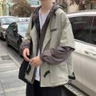 Mock Two Piece Hooded Cargo Jacket