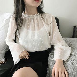 Long-sleeve Chiffon Top / Camisole / Set