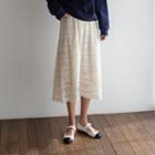 Gathered Full Lace Midi Skirt Cream - One Size