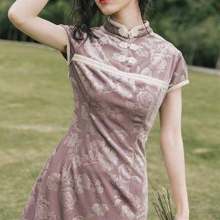 Short-sleeve Velvet Qipao