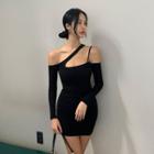 Asymmetric Off-shoulder Minidress Black - One Size