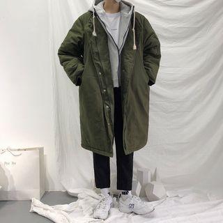 Mock Two-piece Long Hooded Padded Coat