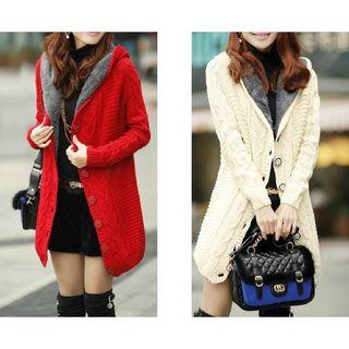 Hooded Cable Knit Coat