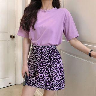 High Waist Print Leopard Skirt