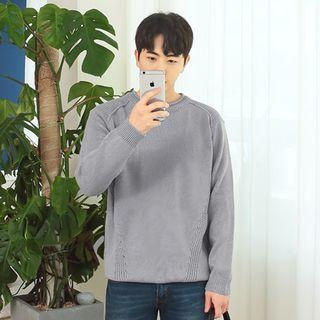 Crew-neck Pointelle-knit Sweater