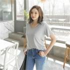 V-neck Pocket-detail Short Sleeve T-shirt