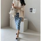 Slit-back Polka-dot Midi Skirt