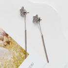 Rhinestone Star & Bar Dangle Earring Silver - One Size