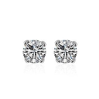 Fashion Simple Round Cubic Zircon Stud Earrings Silver - One Size