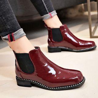 Patent Square-toe Chelsea Ankle Boots