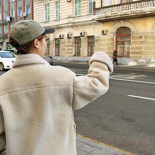 Faux-shearling Corduroy Coat Cream - One Size