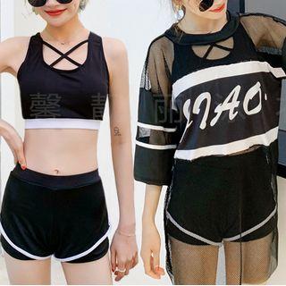 Set: Lettering Cover Up + Swim Top + Shorts