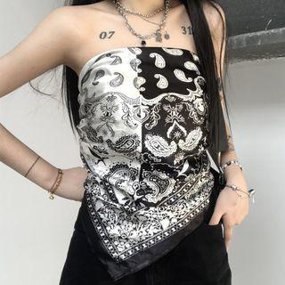 Paisley Print Scarf Paisley Print - Black & White - One Size