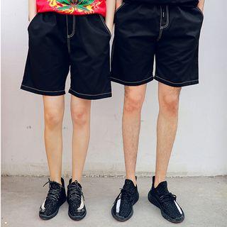 Couple Matching Contrast Stitching Shorts