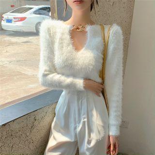Chain Detail Fluffy Sweater