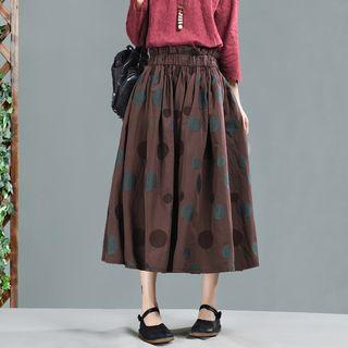 A-line Dotted Midi Skirt