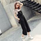 Set: Striped T-shirt + Cropped Jumpsuit