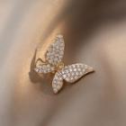 Butterfly Rhinestone Cuff Earring 1 Pair - Silver Rhinestone - Gold - One Size