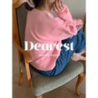 Letter-embroidered Pastel Boxy Sweatshirt Pink - One Size