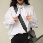 Tie-neck Puff-sleeve Long Shirt