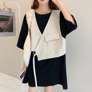 Elbow-sleeve T-shirt / Asymmetric Vest