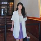 Set : Short-sleeve Blazer + Accordion Pleat Skirt