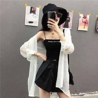 Open-front Shirt / Lettering Camisole / Skort