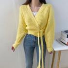 High-waist Drawstring Knit Sweater