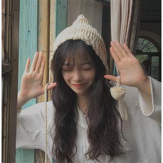 Cone Shaped Beanie With Pom Pom