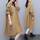 Collared Single-breasted A-line Trench Coat