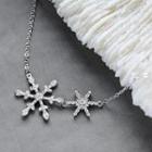 Rhinestone Snowflake Necklace Silver - One Size