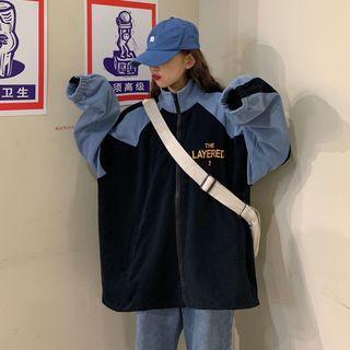 Lettering Zip Jacket Blue - One Size