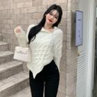 Irregular Cable Knit Zip Cardigan