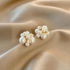 Sterling Silver Faux Pearl Stud Earring Ndyz639 - 1 Pair - Gold & White - One Size