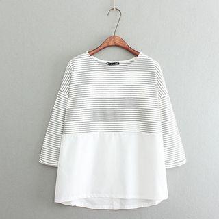 Stripe Panel Long-sleeve Top
