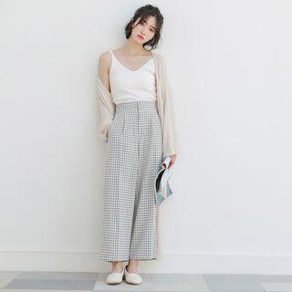 Wide-leg Gingham Pants