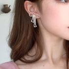 Rhinestone Bow Earring 1 Pair - 925 Silver - As Shown In Figure - One Size