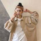 Corduroy Buttoned Jacket Almond - One Size