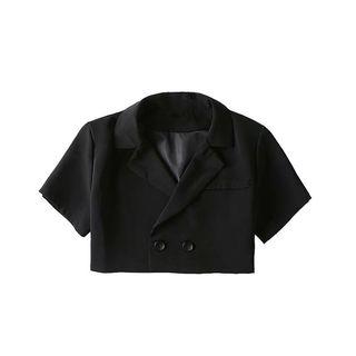 Short-sleeve Cropped Double Breasted Blazer