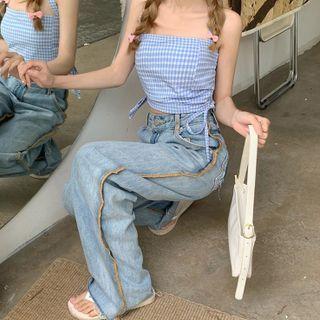 Plaid Camisole Top / Wide-leg Jeans