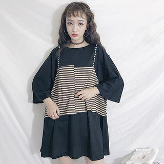 Set: 3/4-sleeve T-shirt + Lettering Camisole Top