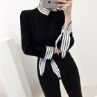 Mock Two-piece Striped Detail Sweater