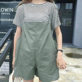 Set: Loose-fit Striped Short-sleeve T-shirt + Jumpsuit