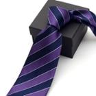 Striped Neck Tie (9cm) Purple - One Size