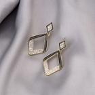 Rhinestone Square Hoop Drop Earring E3007 - 1 Pair - As Shown In Figure - One Size