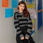 Striped Long-sleeve Sweater Gray - One Size
