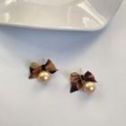 Bow Drop Earring 1 Pair - S925silver Earring - Bow - Gold - One Size
