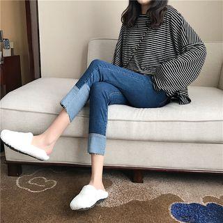 Patchwork Slim-fit Crop Jeans